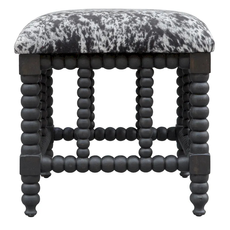 Petit banc en similicuir imitation peau de vache