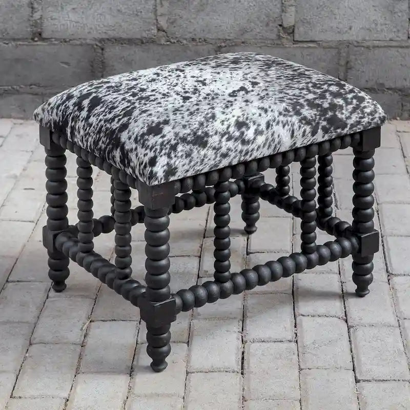 Faux Cowhide Small Bench