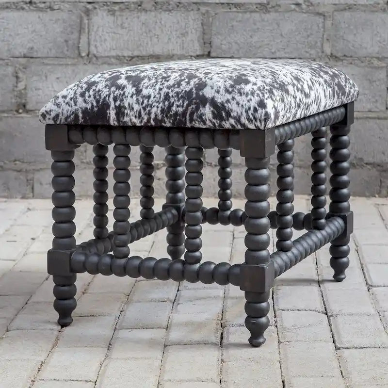 Petit banc en similicuir imitation peau de vache
