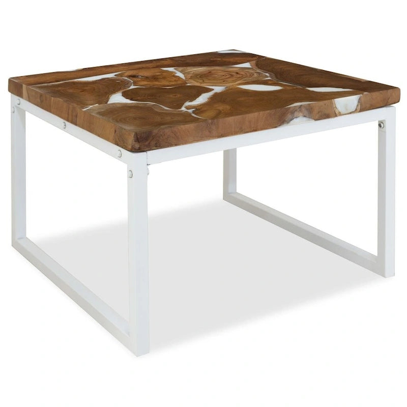 Teak Resin Coffee Table / Side Table - 23.6 × 23.6 × 15.7