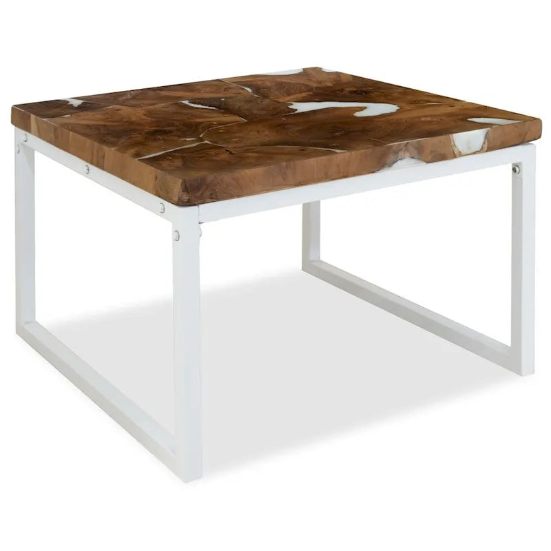 Teak Resin Coffee Table / Side Table - 23.6 × 23.6 × 15.7
