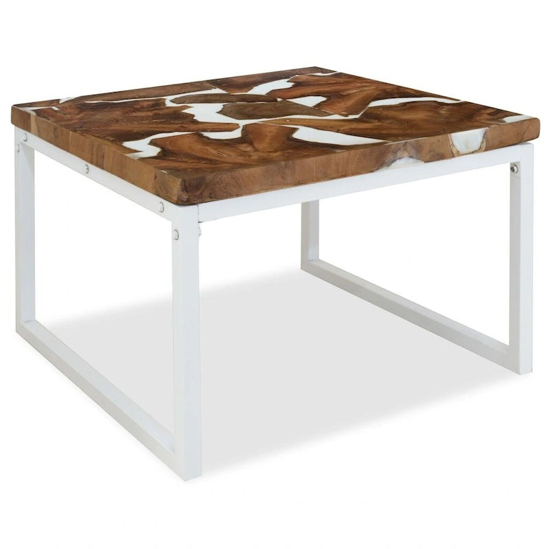 Teak Resin Coffee Table / Side Table - 23.6 × 23.6 × 15.7