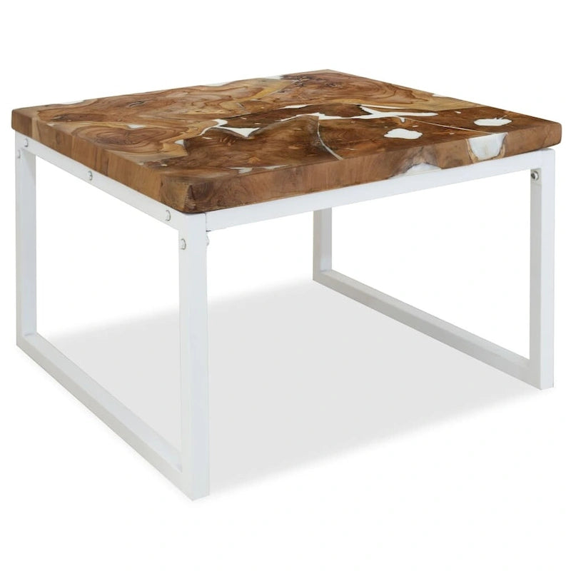 Teak Resin Coffee Table / Side Table - 23.6 × 23.6 × 15.7
