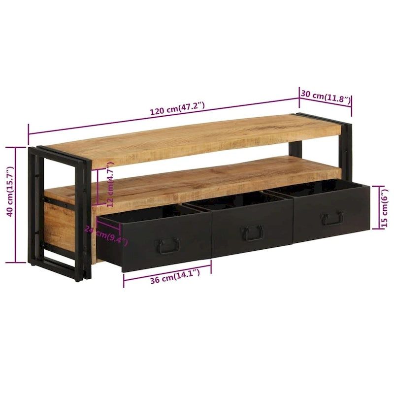 Meuble TV Console TV Buffet Meuble TV Meuble de divertissement à domicile Armoire - 47,2x11,8x15,7