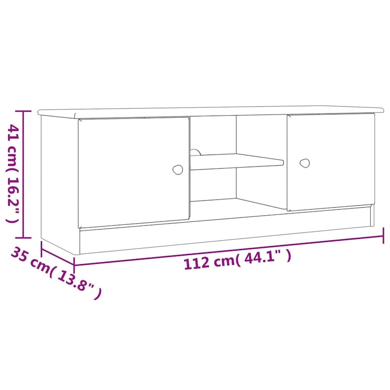 Meuble TV en pin massif - 44,1 x 13,8 x 16,1