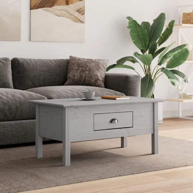 vidaXL Coffee Table Accent Side Table for Living Room BODO Solid Wood Pine - 39.4x21.7x17.7