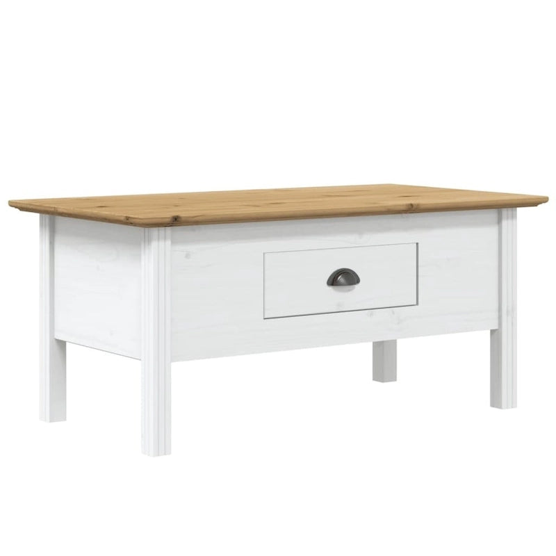 vidaXL Coffee Table Accent Side Table for Living Room BODO Solid Wood Pine - 39.4x21.7x17.7