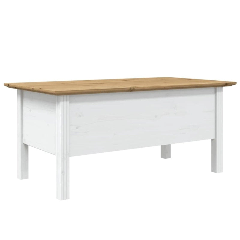 vidaXL Coffee Table Accent Side Table for Living Room BODO Solid Wood Pine - 39.4x21.7x17.7
