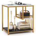 Table d'appoint 3 niveaux façon marbre avec étagères de rangement