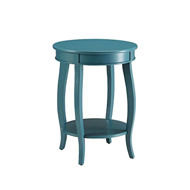 Teal Blue Round Top Side Table - 24H x 18W x 18L