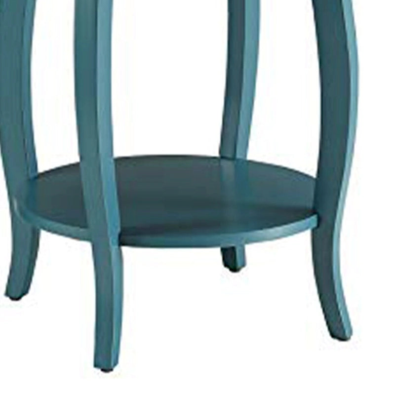 Teal Blue Round Top Side Table - 24H x 18W x 18L
