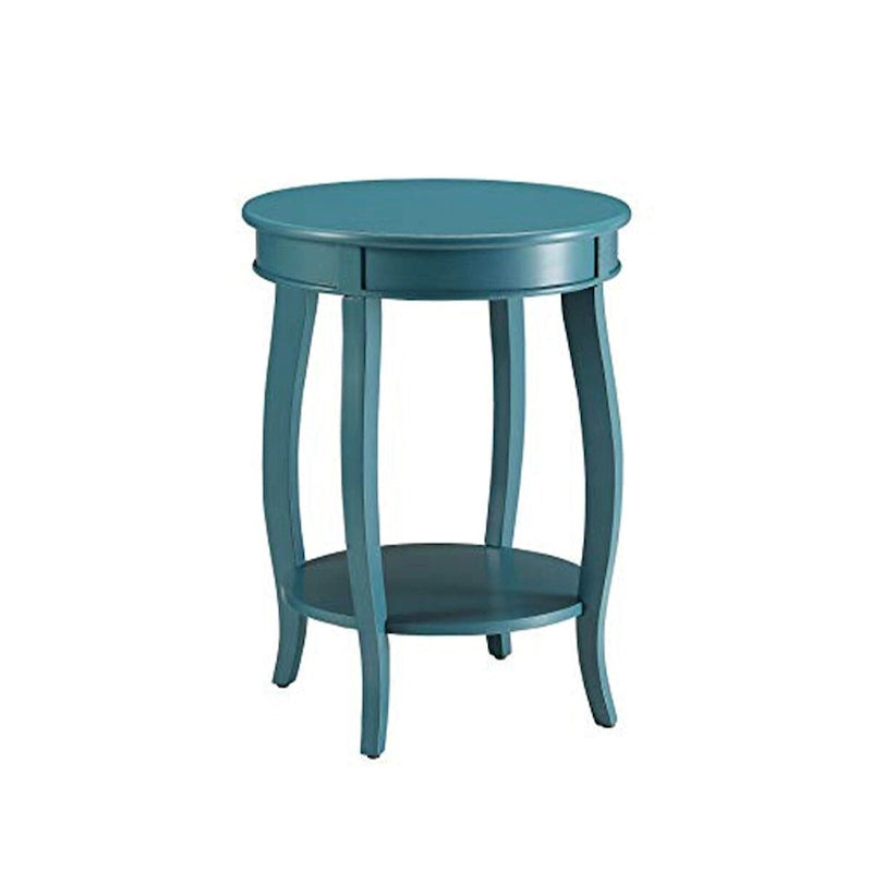Teal Blue Round Top Side Table - 24H x 18W x 18L