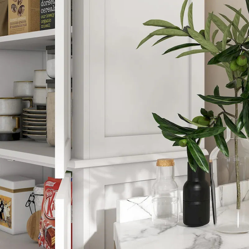 Armoire de rangement de cuisine de 72,5 po, placard de cuisine autoportant avec 4 portes et étagères réglables pour salle à manger, MDF