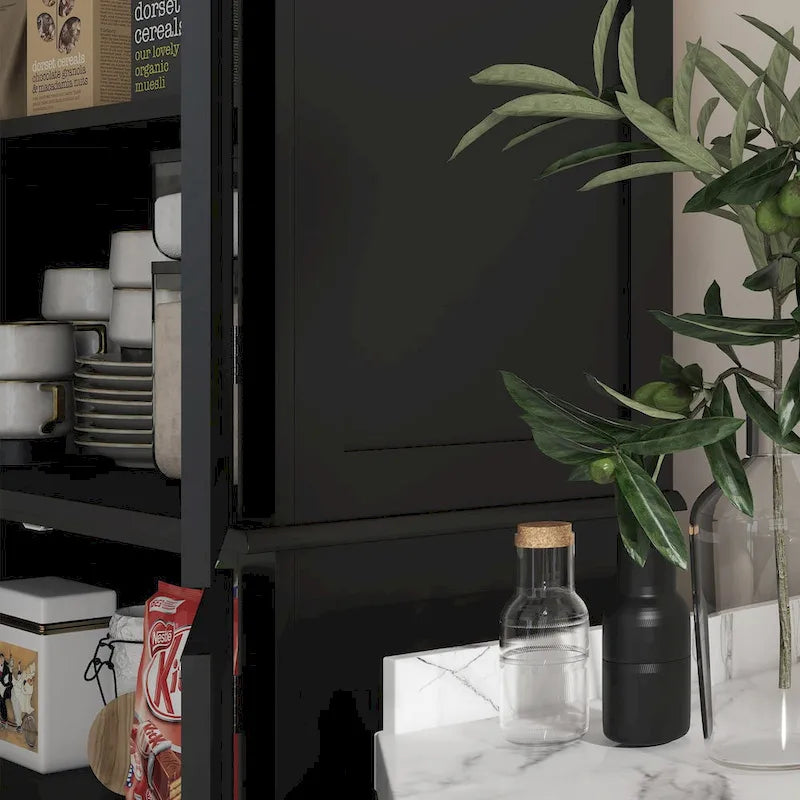 Armoire de rangement de cuisine de 72,5 po, placard de cuisine autoportant avec 4 portes et étagères réglables pour salle à manger, MDF