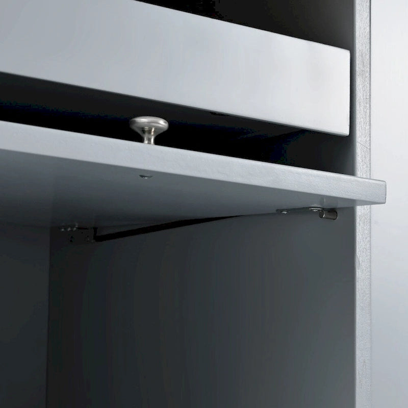 Îlot de cuisine en bois avec LED, 111,85 cm, portes basculantes et portes coulissantes en verre
