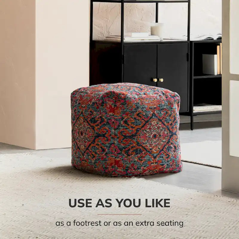 Pouf ottoman carré multicolore de 20 pouces - Repose-pieds fait main