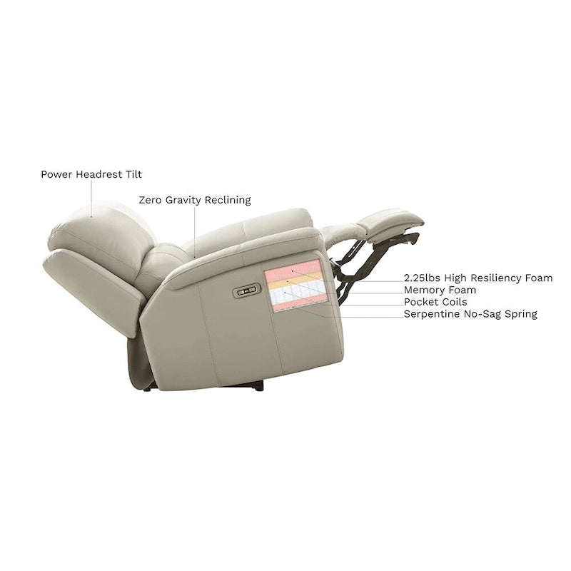 Hydeline Erindale Zero Gravity Power Recline and Headrest Top Grain Leather Sofa, Loveseat and Recliner