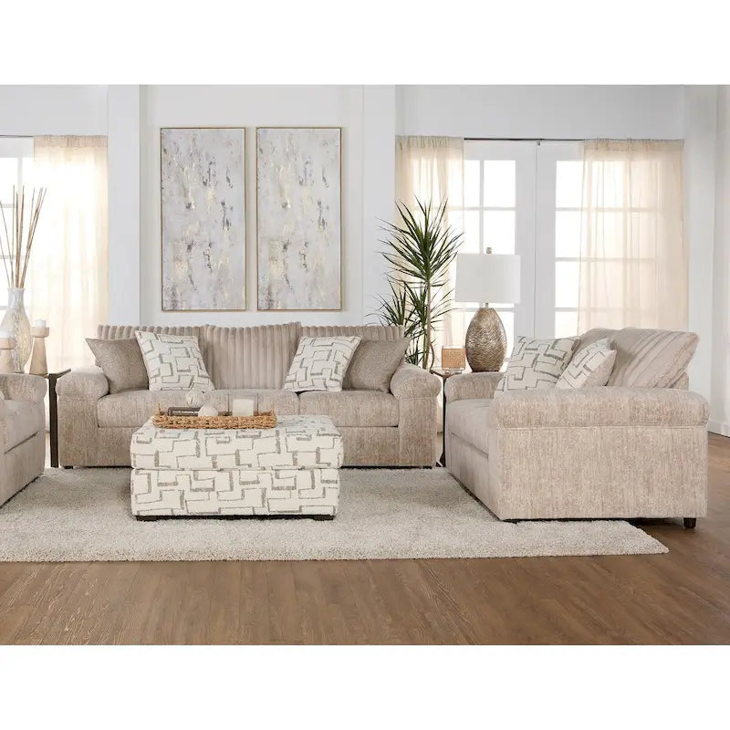 Roundhill Furniture Nason Wide Wale Corduroy Sofa, Loveseat, and Ottoman Set
