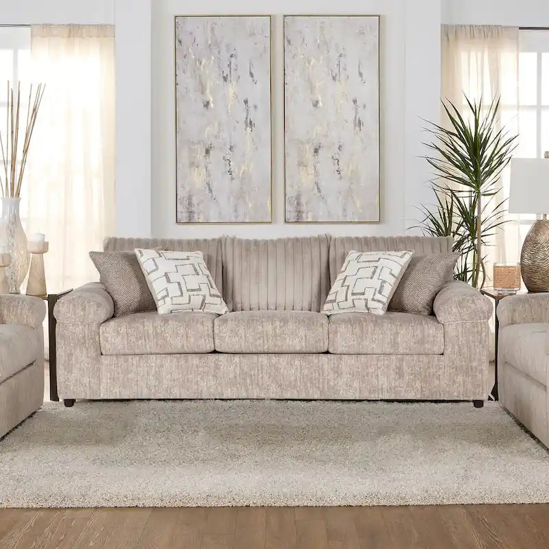 Roundhill Furniture Nason Wide Wale Corduroy Sofa, Loveseat, and Ottoman Set