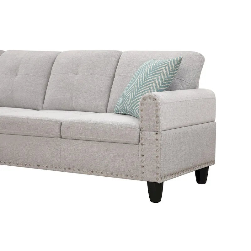 Canapé 3 places et méridienne à gauche avec pouf 98 po de large