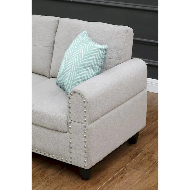 Canapé 3 places et méridienne à gauche avec pouf 98 po de large