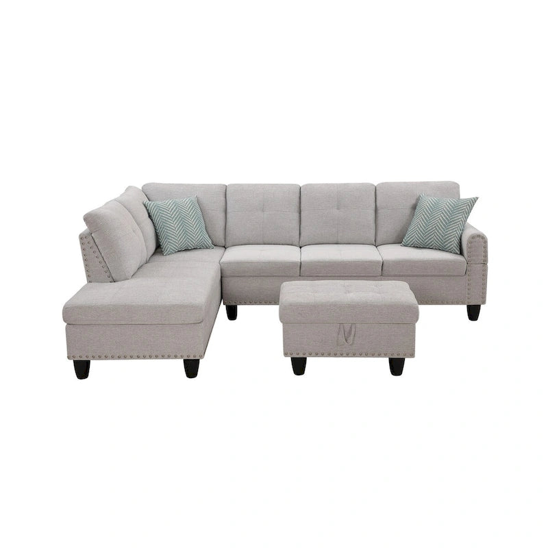 Canapé 3 places et méridienne à gauche avec pouf 98 po de large