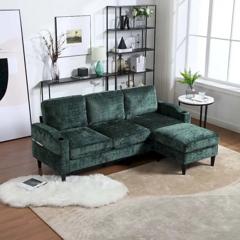 Modular Sleeper Sectional Sofa with Storage Ottoman