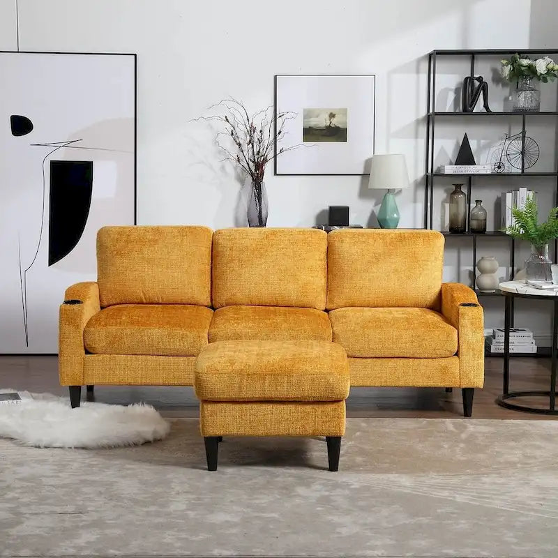 Modular Sleeper Sectional Sofa with Storage Ottoman