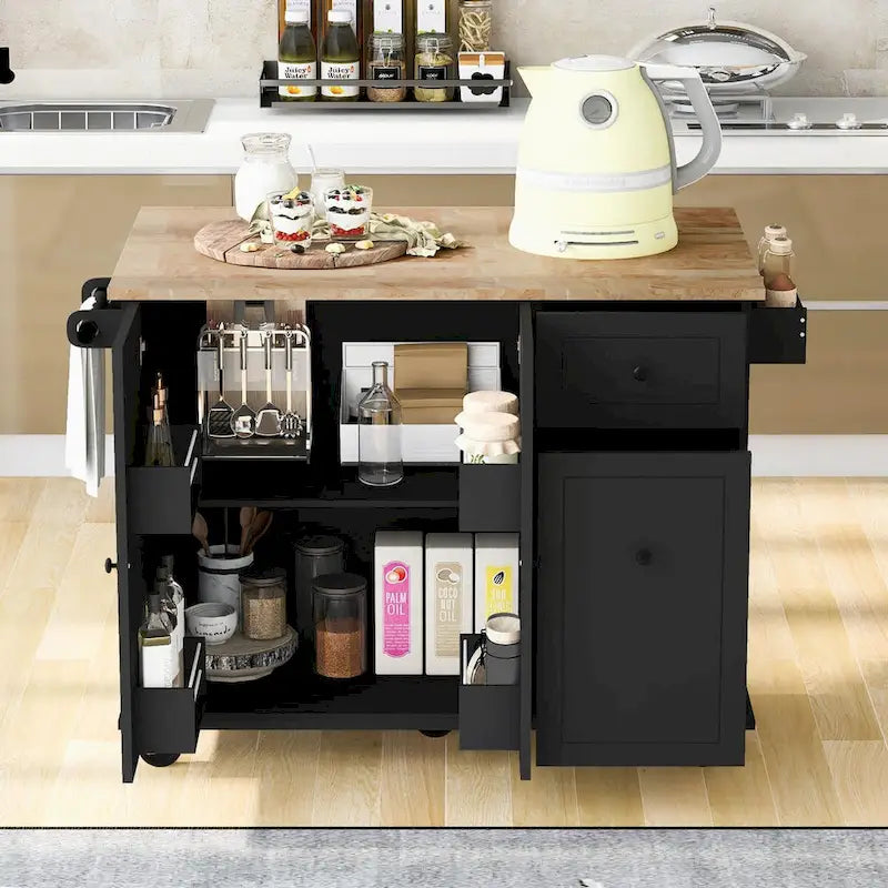 Chariot de cuisine roulant de 53,9 de largeur avec étagère de rangement interne - N/A