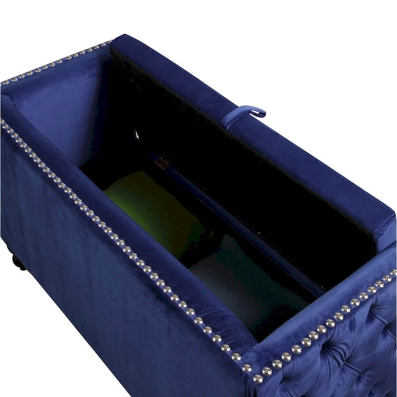 Causeuse de rangement capitonnée en velours cloutée moderne