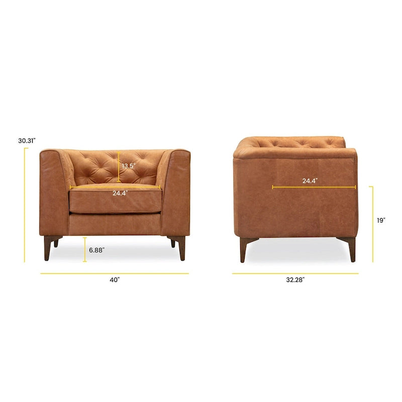 Poly & Bark Essex Lounge Chair - Full Grain Genuine Italian Leather