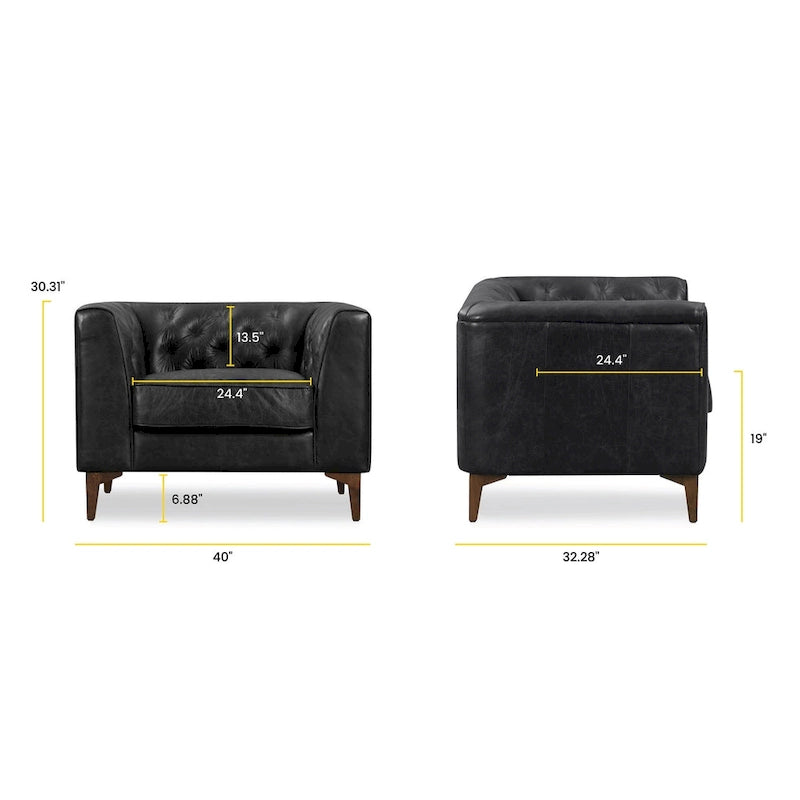 Poly & Bark Essex Lounge Chair - Full Grain Genuine Italian Leather