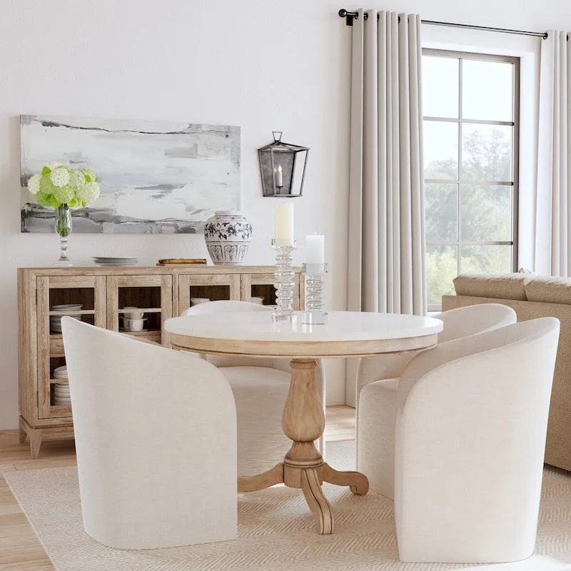44" Round Pedestal Marble Dining Table