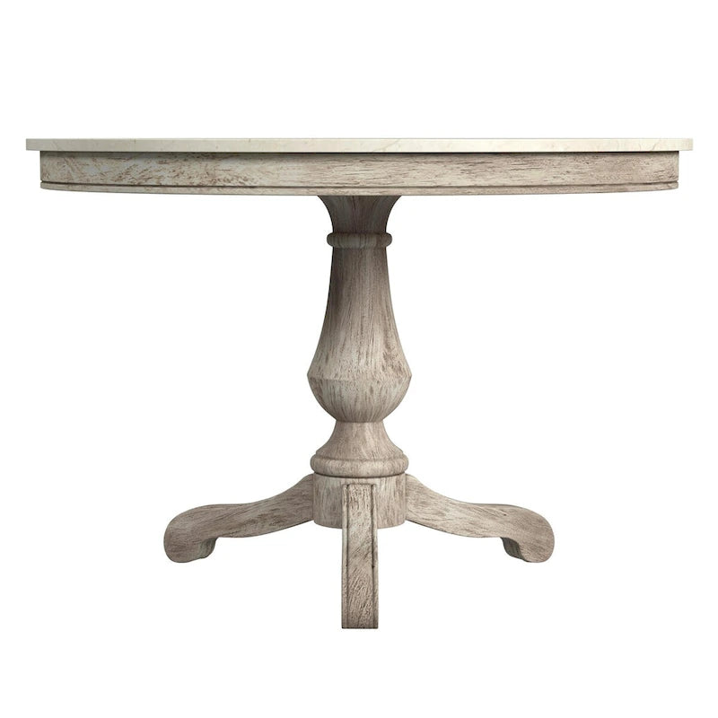 44" Round Pedestal Marble Dining Table