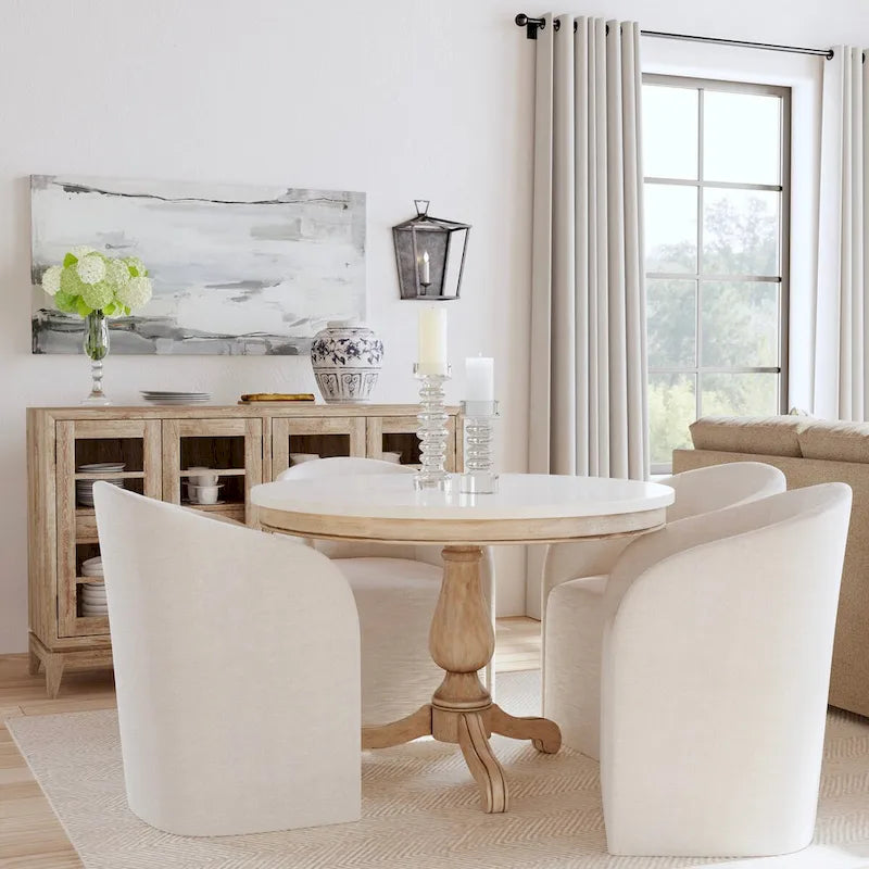 Table à manger ronde sur pied en marbre de 112 cm