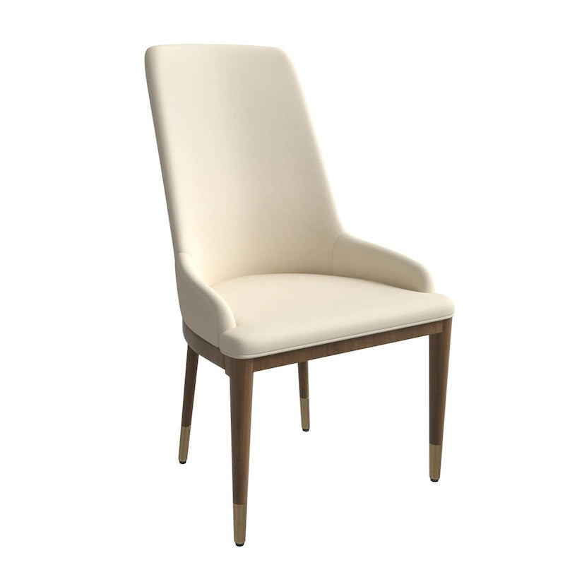 Upholstered Leather Dining Chair with Gold Accent Legs - High Back