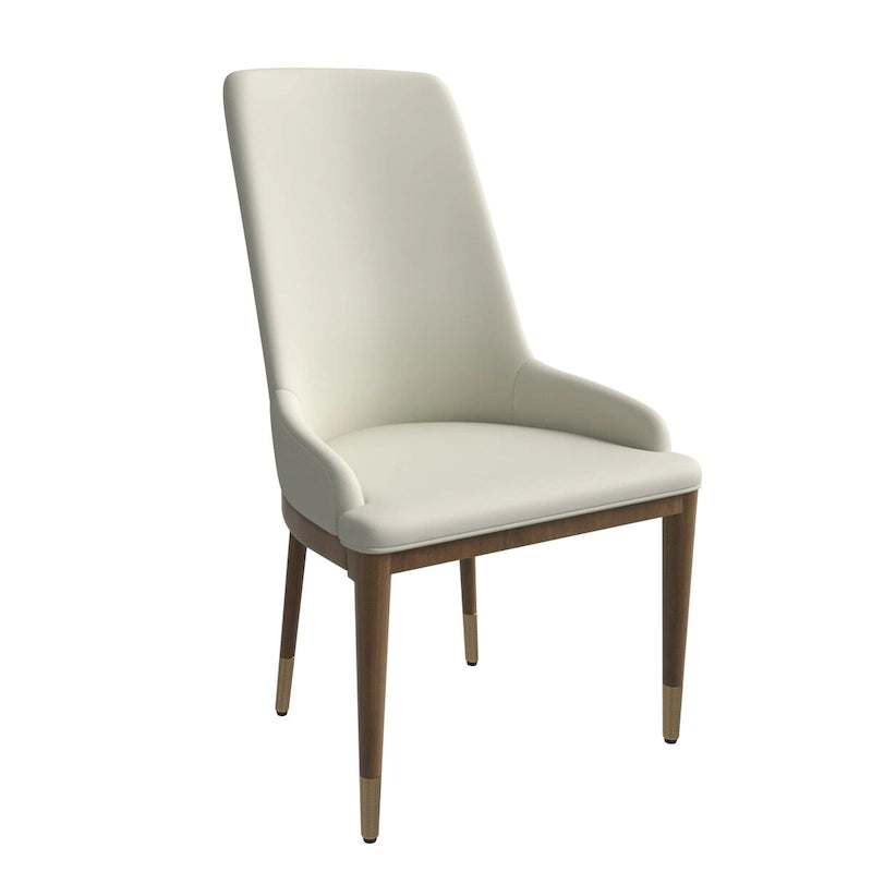 Upholstered Leather Dining Chair with Gold Accent Legs - High Back