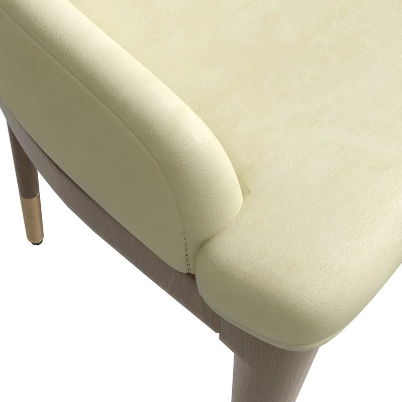 Chaise de salle à manger en cuir rembourré avec piètement doré - Dossier haut