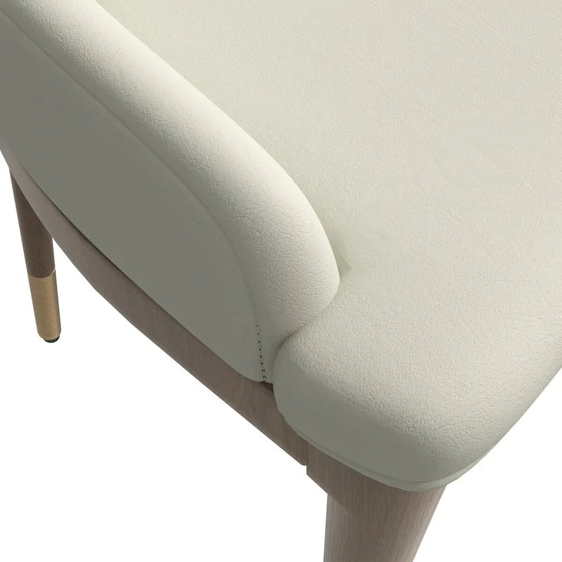 Chaise de salle à manger en cuir rembourré avec piètement doré - Dossier haut