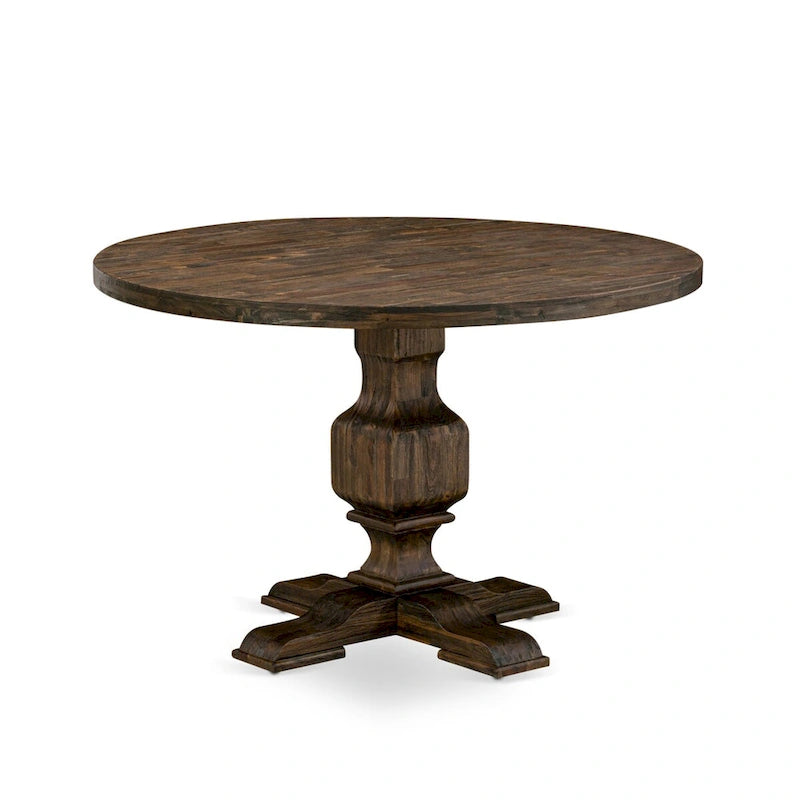 East West Furniture Dining Table Set- a Kitchen Table and Dahlia Linen Fabric Dining Chairs, Distressed Jacobean(Pieces Options)