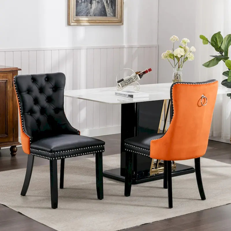 High-end Tufted Contemporary Upholstered Dining Chair with Nailhead Trim