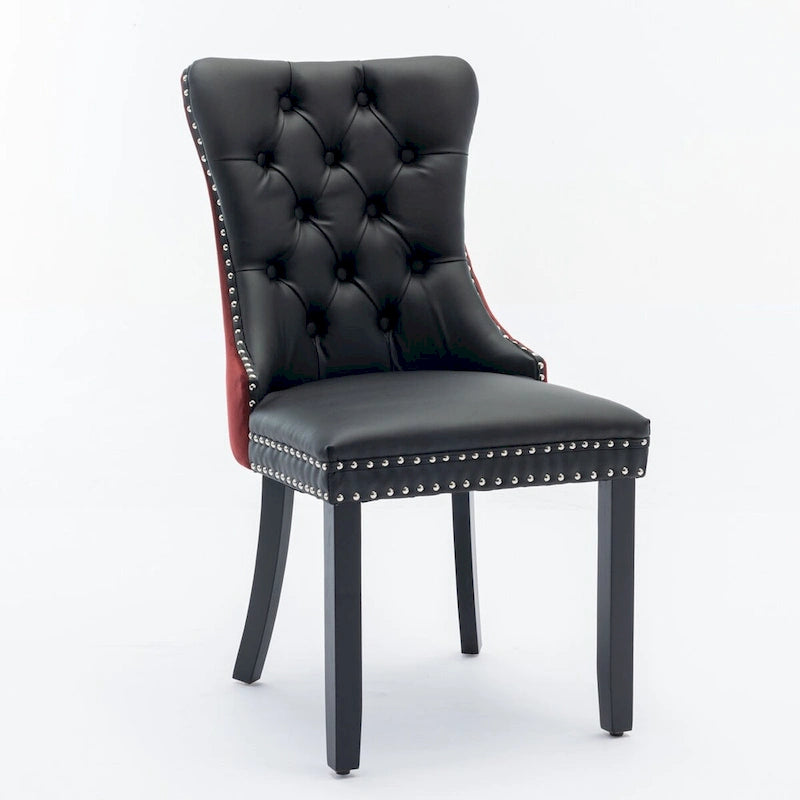 Chaise de salle à manger contemporaine capitonnée haut de gamme avec clous décoratifs