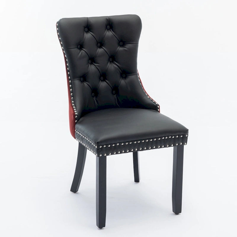 Chaise de salle à manger contemporaine capitonnée haut de gamme avec clous décoratifs