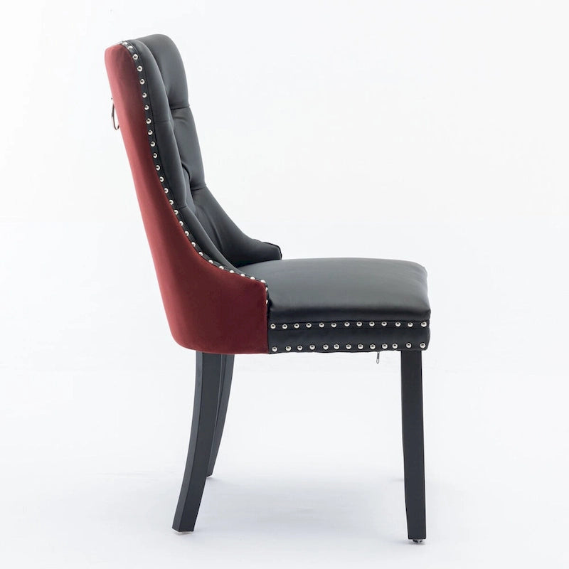 Chaise de salle à manger contemporaine capitonnée haut de gamme avec clous décoratifs