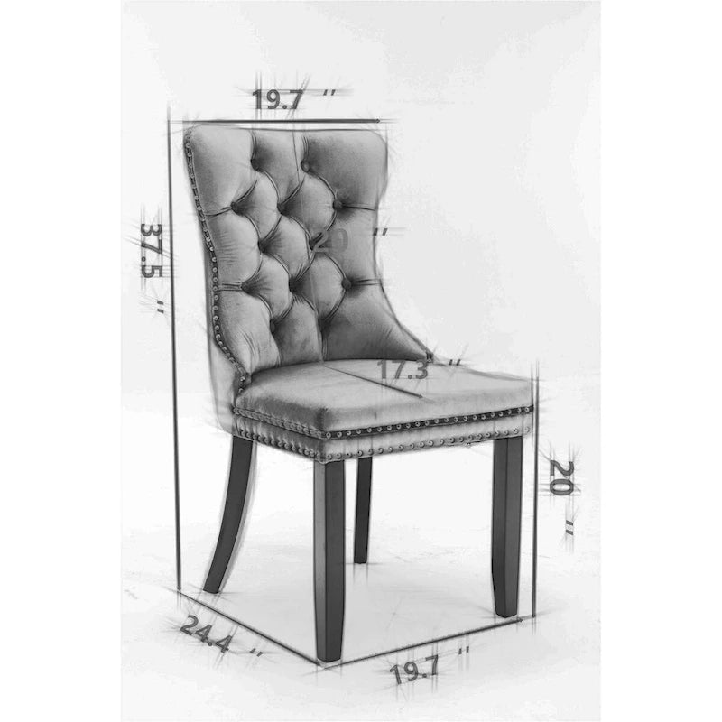 Chaise de salle à manger contemporaine capitonnée haut de gamme avec clous décoratifs