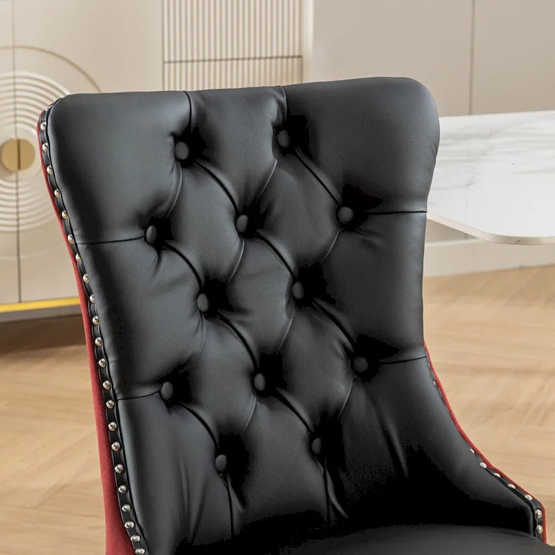 Chaise de salle à manger contemporaine capitonnée haut de gamme avec clous décoratifs