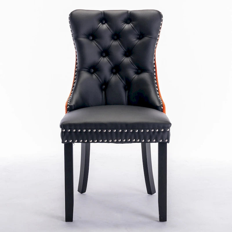 Chaise de salle à manger contemporaine capitonnée haut de gamme avec clous décoratifs