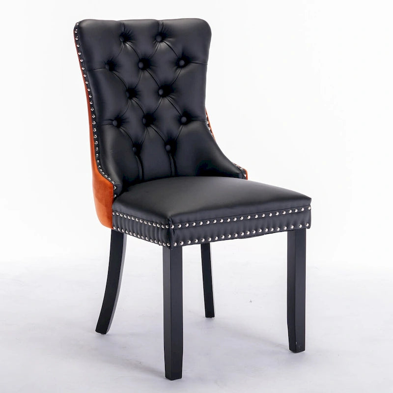 Chaise de salle à manger contemporaine capitonnée haut de gamme avec clous décoratifs