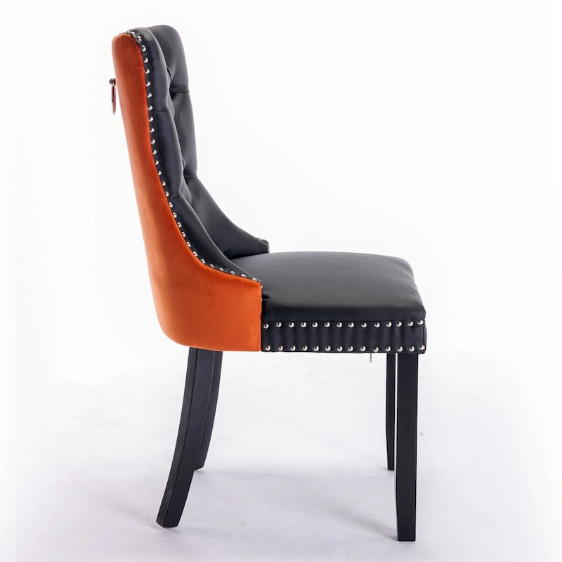 Chaise de salle à manger contemporaine capitonnée haut de gamme avec clous décoratifs