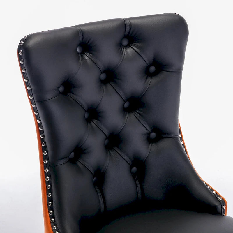 Chaise de salle à manger contemporaine capitonnée haut de gamme avec clous décoratifs